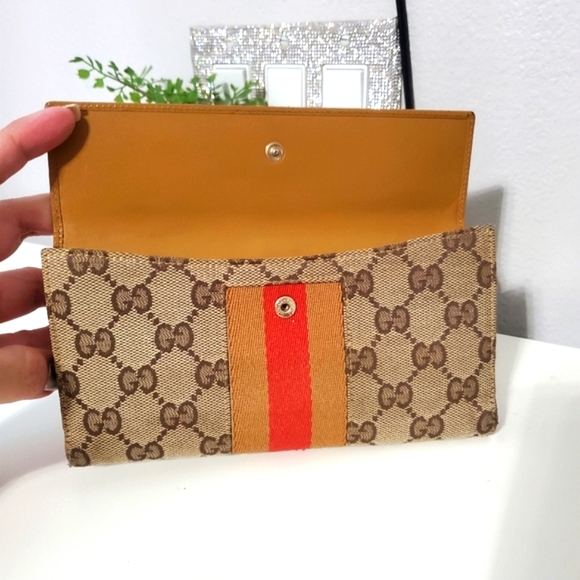 🇮🇹RARE Gucci Jackie Sherry Line GG Logo Canvas Continental Wallet on a Chain🤎 - Picture 10 of 15